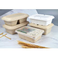 Biodegradable Bagasse Comp. Lunch Tray with Lid, Dispostable Dinnerware